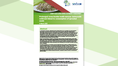 Cover of the report: "Prolonged cross-border multi-serovar Salmonella outbreak linked to consumption of sprouted seeds"